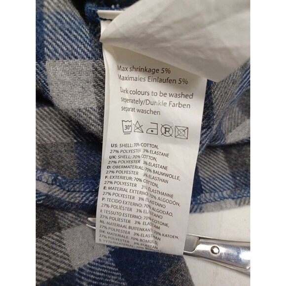 2Y Premium Flannel Shirt  XL Blue Plaid Pockets Colorblock - Picture 7 of 7